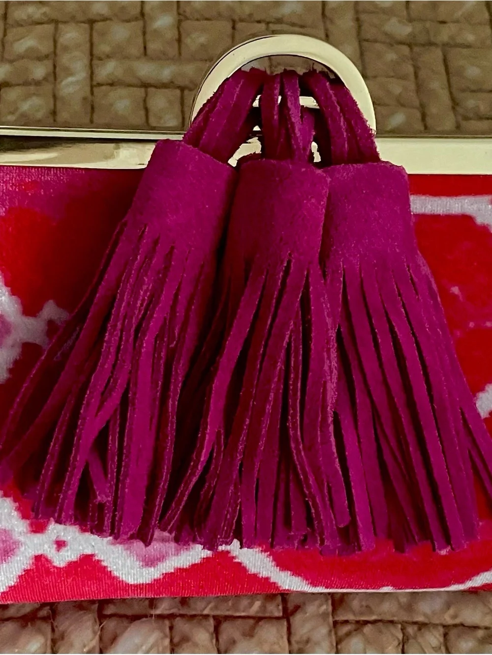 ISTI  Starland  Pink Multi Velvet Ikat  Clutch,  Convertible Handbag  NWT